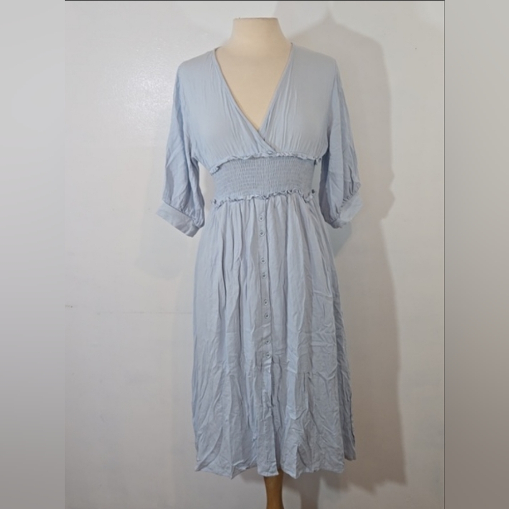 Vestique Smocked Waist Light Blue Dress Meduim